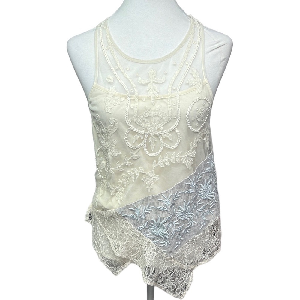 Anthropologie Leif Notes Lace Trim Blouse